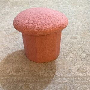 Pink Textured Mushroom storage Ottoman collapsible 15x15x13